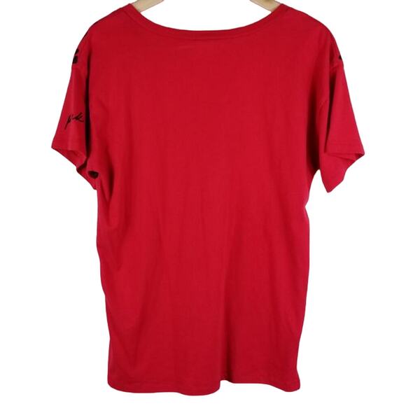 Victoria Secret Pink Red Leopard Short Sleeve Tee Shirt Oversized S - Picture 2 of 5